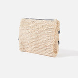 Accessorize London Women's Faux Leather Natural Ruffle Raffia Clutch