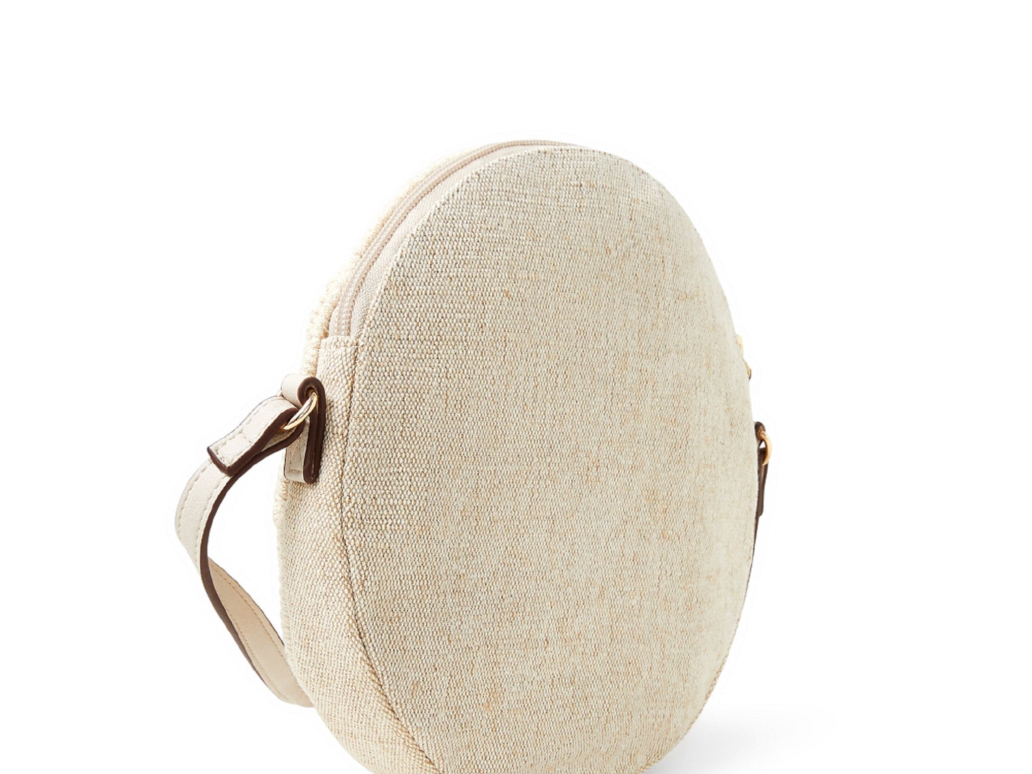 Accessorize London Women's White Fabric Mila Macrame Round Sling Bag
