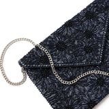 Accessorize London Women's Beaded Blue Tara Clutch Party Bag