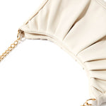 Accessorize London Women's Faux Leather White Pleated Shoulder Party Bag