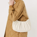 Accessorize London Women's Faux Leather White Pleated Shoulder Party Bag