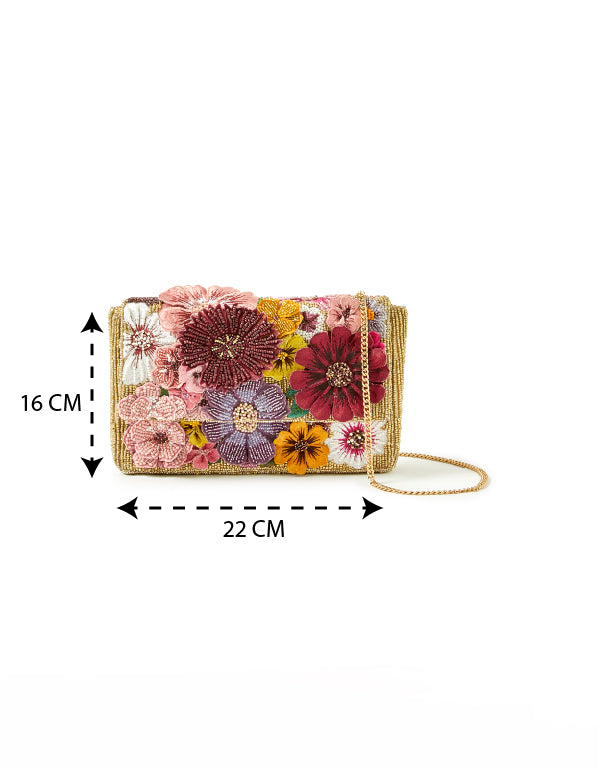 Tapestry and Bead Clutch Bag