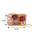 Accessorize London Women's Pink Canvas 3D Floral Clutch Party Bag