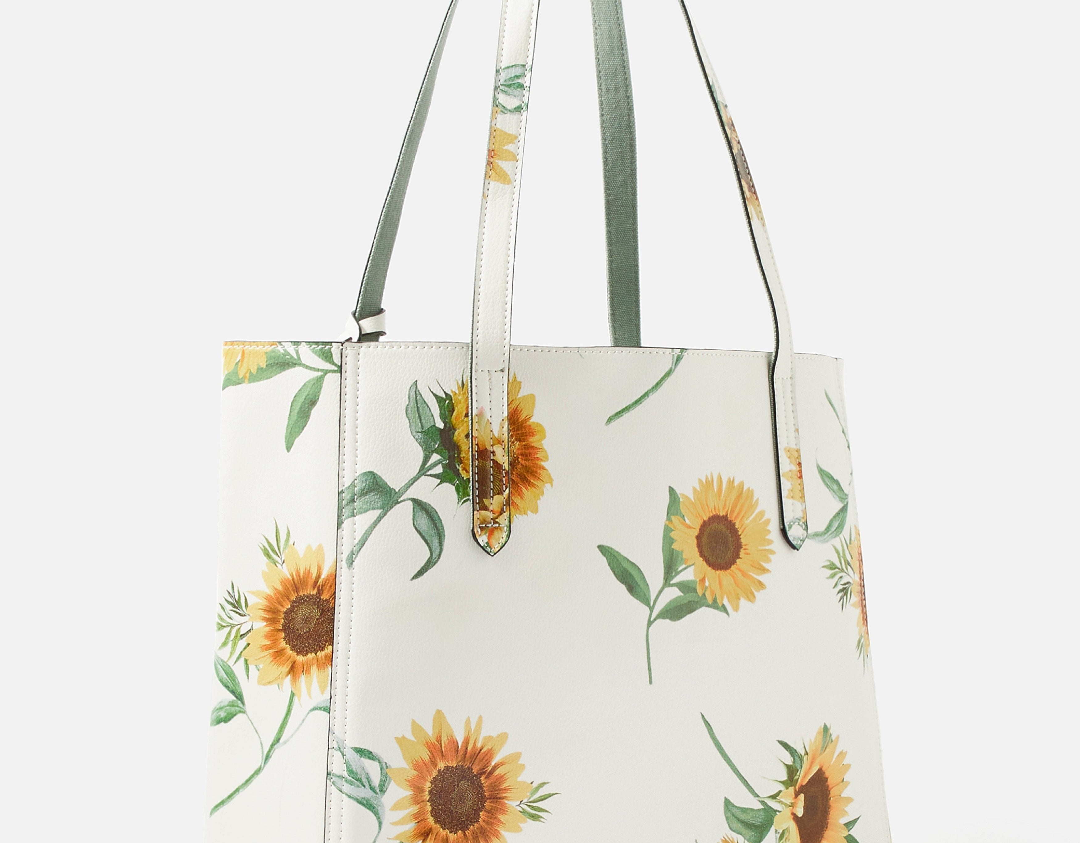 Accessorize London women's Faux Leather Sunflower Print Reversible Tote Bag