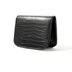 Accessorize London Women's Faux Leather Black Croc Lock Chain Party Bag