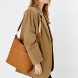 Accessorize London women's Faux Leather Tan Sasha Stitch Shoulder Sling bag