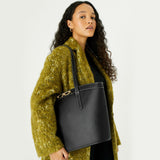 Accessorize London women's Faux Leather Danielle Detail Black Tote Bag