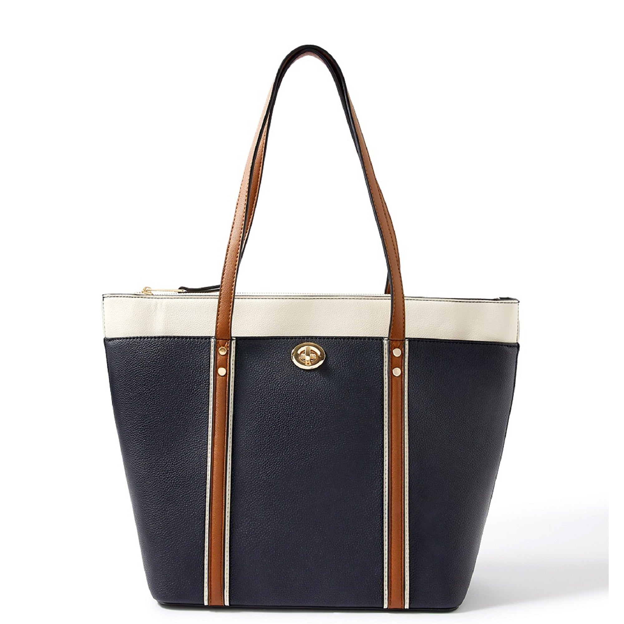 Accessorize London women's Faux Leather Blue Maddox Tote bag