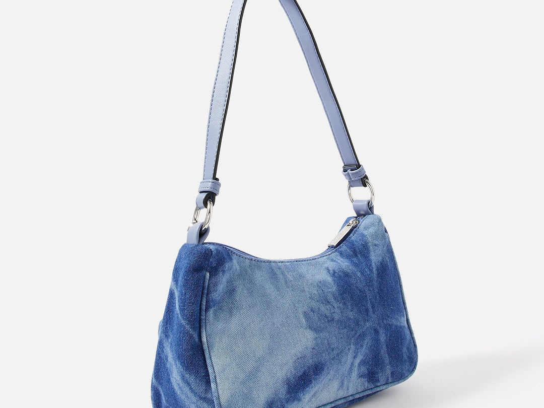 Accessorize London women's Faux Leather Blue Denim Small Shoulder bag