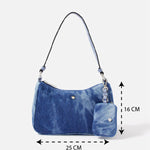 Accessorize London women's Faux Leather Blue Denim Small Shoulder bag