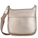Accessorize London women's Faux Leather Gold Maci Large Messenger Sling bag