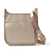 Accessorize London women's Faux Leather Gold Maci Large Messenger Sling bag