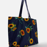 Accessorize London women's Blue Fabric Sunflower Canvas Shopper bag