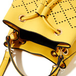 Accessorize London Women's Faux Leather Yellow Cut Out Sling bag