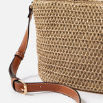 Accessorize London women's Faux Leather Brown Maeve Raffia Sling bag