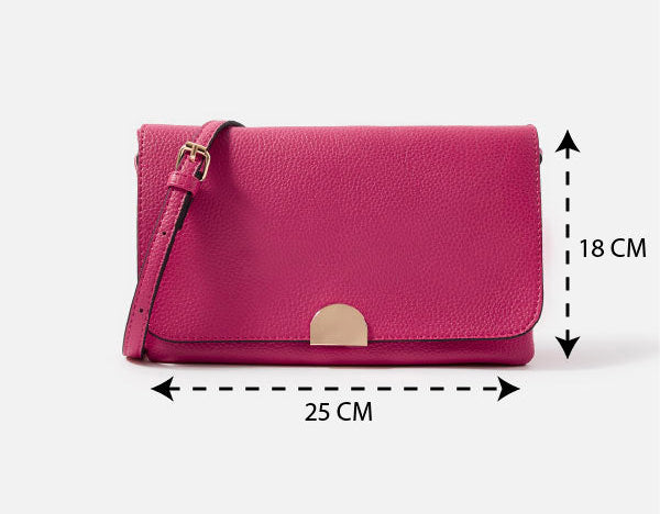 Accessorize London women's Faux Leather Pink Callie Sling bag