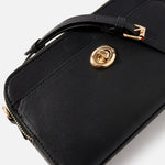 Accessorize London women's Faux Leather Black Leona Lock Sling bag