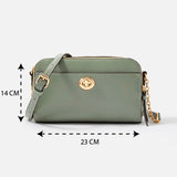 Accessorize London women's Faux Leather Green Leona Lock Sling bag
