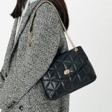 Accessorize London women's Faux Leather Black Eva Quilt Shoulder Sling bag