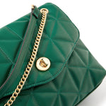 Accessorize London women's Faux Leather Green Eva Quilt Shoulder Sling bag