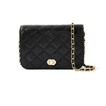 Accessorize London women's Faux Leather Black Erin Quilted Sling bag