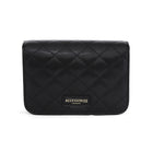 Accessorize London women's Faux Leather Black Erin Quilted Sling bag