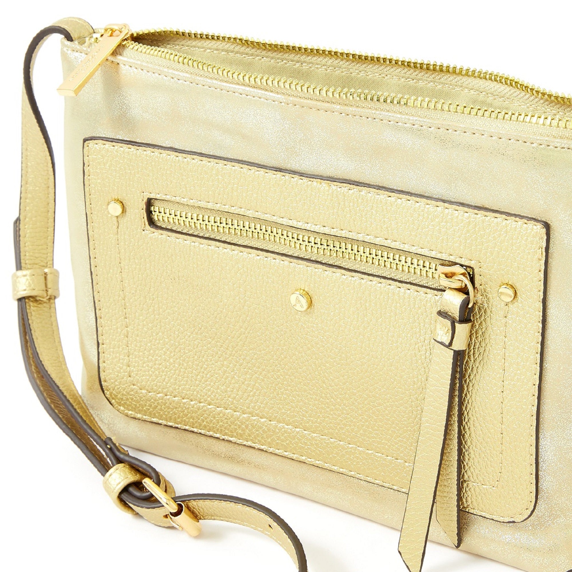 Accessorize London women's Faux Leather Gold Ella Messenger Sling bag - Accessorize India