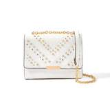 Accessorize London women's Faux Leather White Studded Shoulder Sling bag