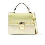Accessorize London women's Faux Leather Gold Bee Studded Handheld Satchel Sling bag