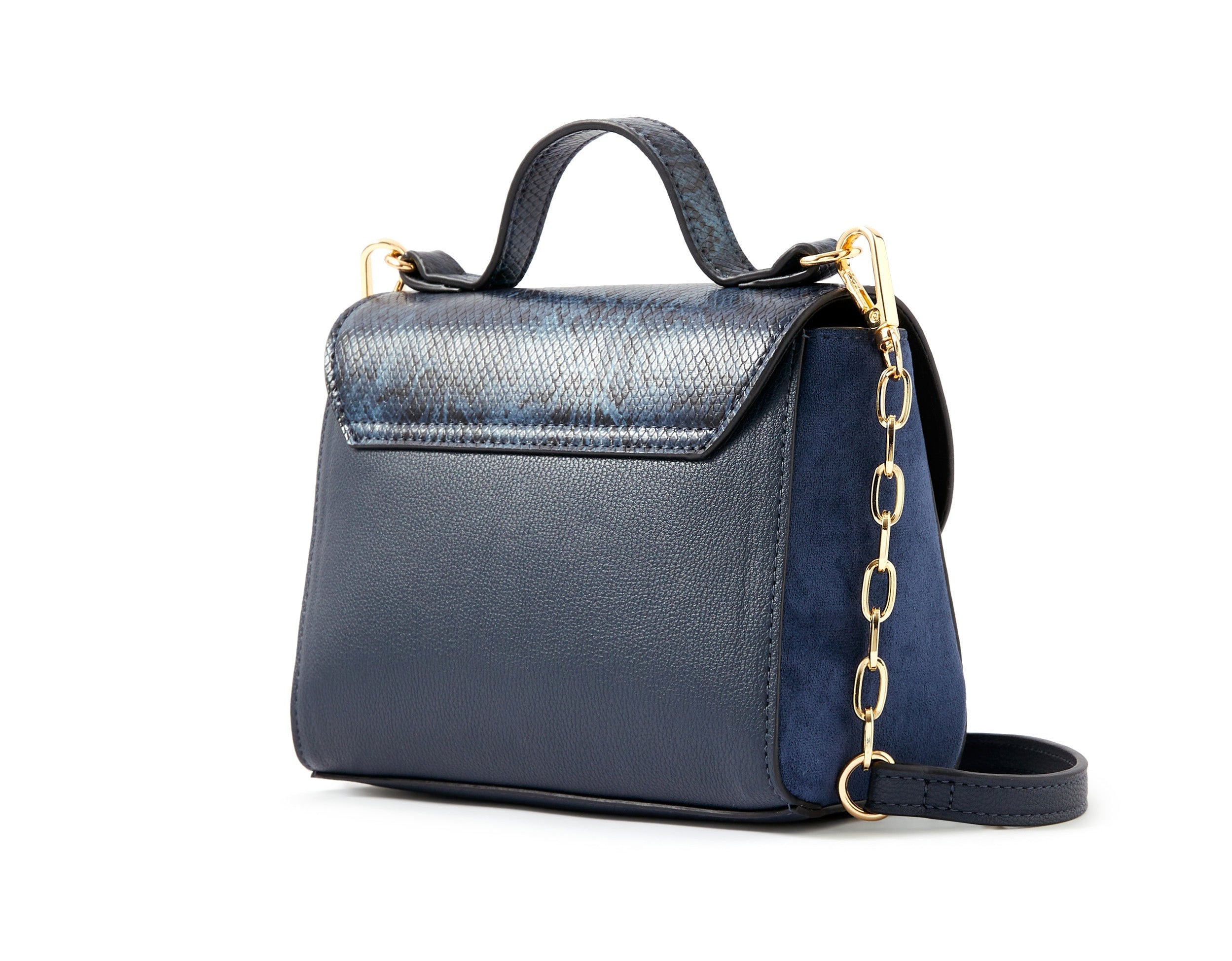 Accessorize London women's Faux Leather Navy Eleanor Tophandle Satchel Sling bag