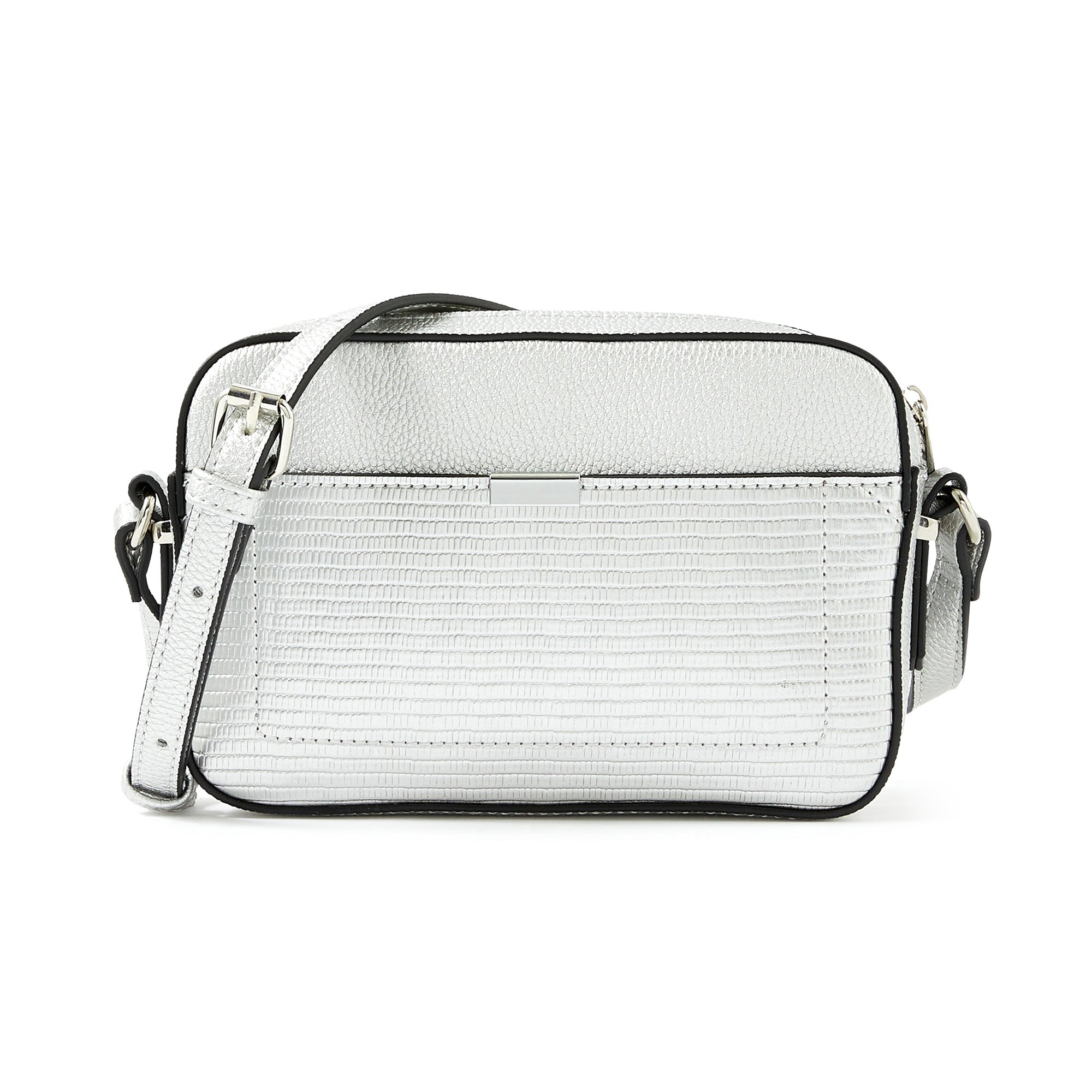 Accessorize London women's Faux Leather Silver Piper Sling bag