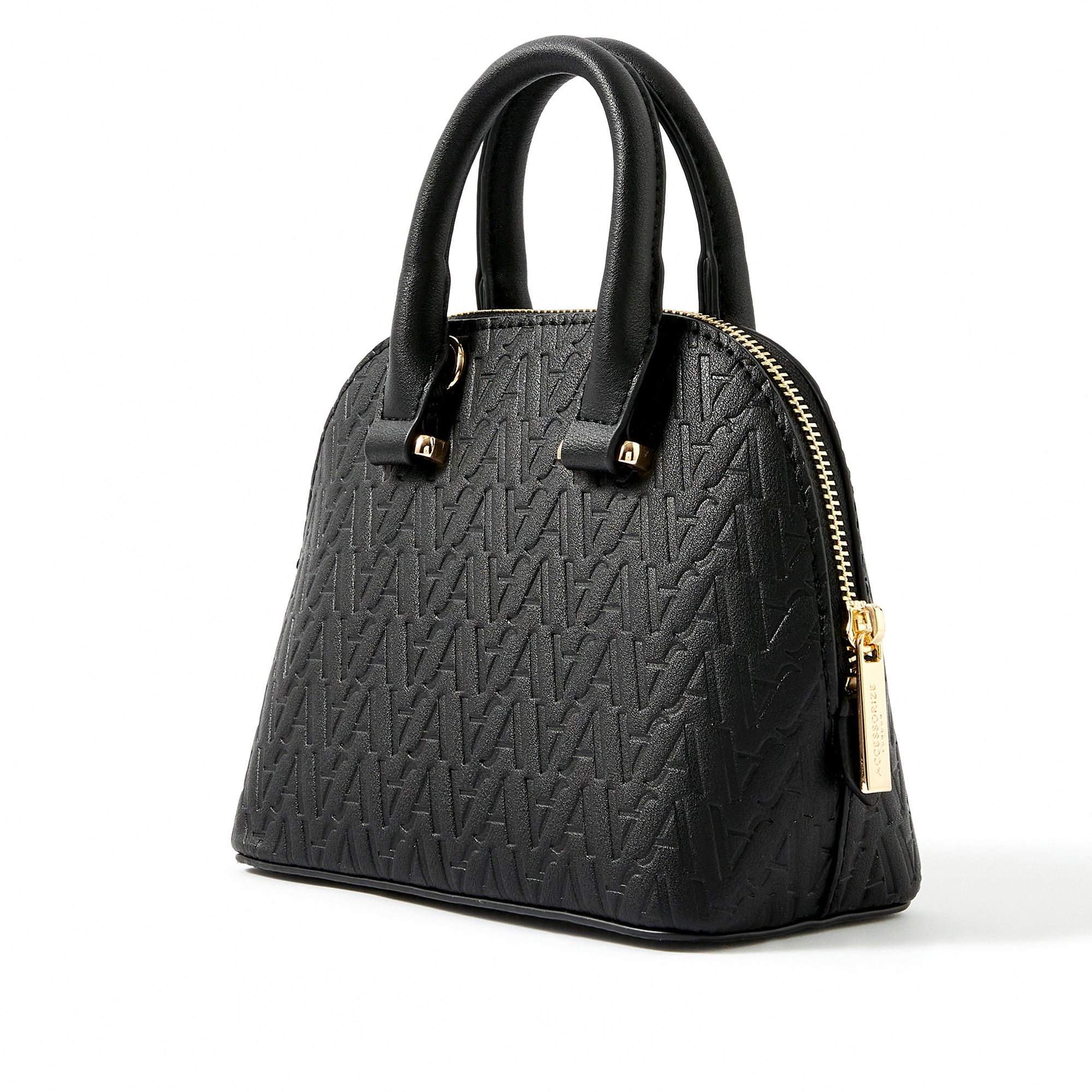 Accessorize London Women's Faux Leather black A Logo Handheld Bag