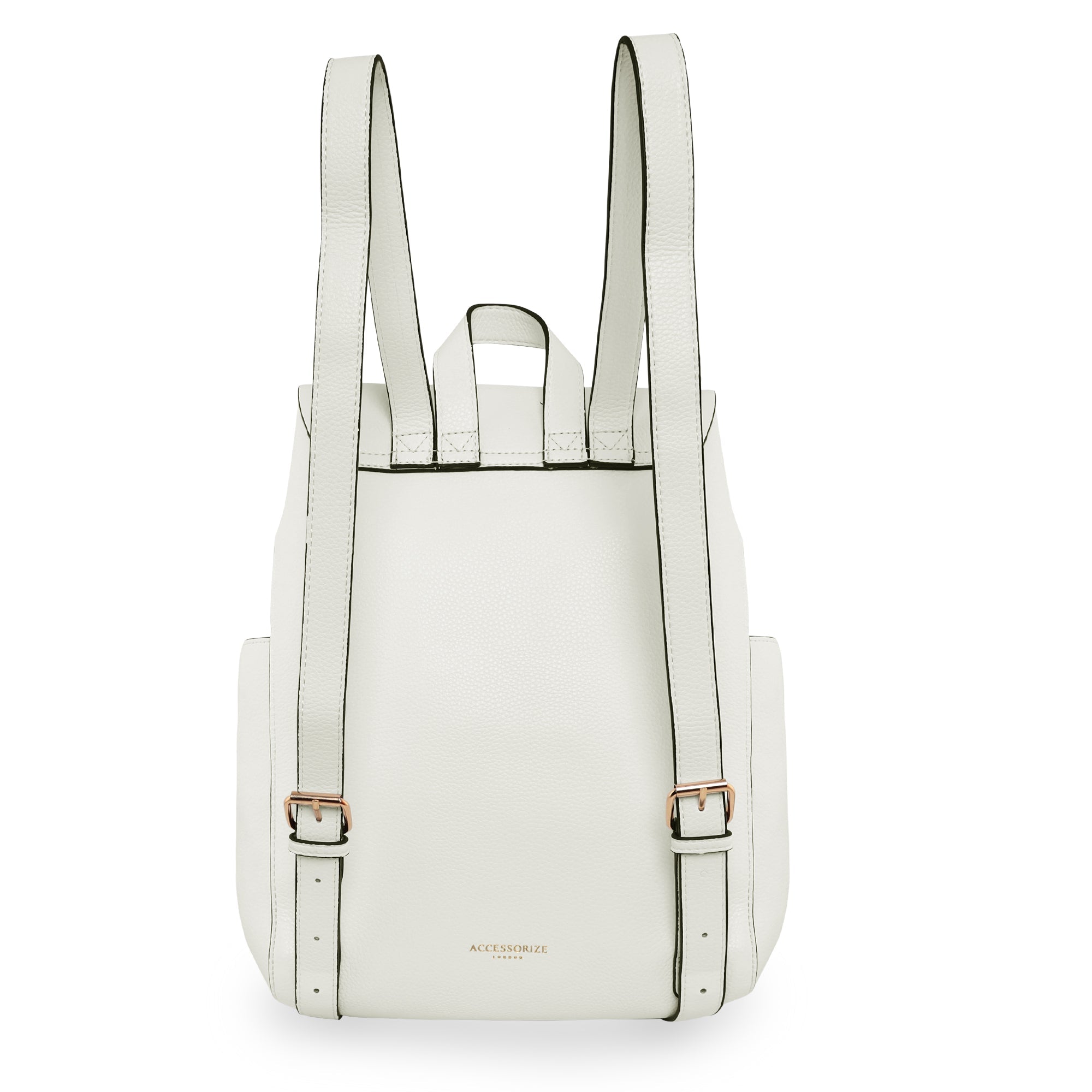 Accessorize London Women's Faux Leather White Nikki zip backpack bag - Accessorize India