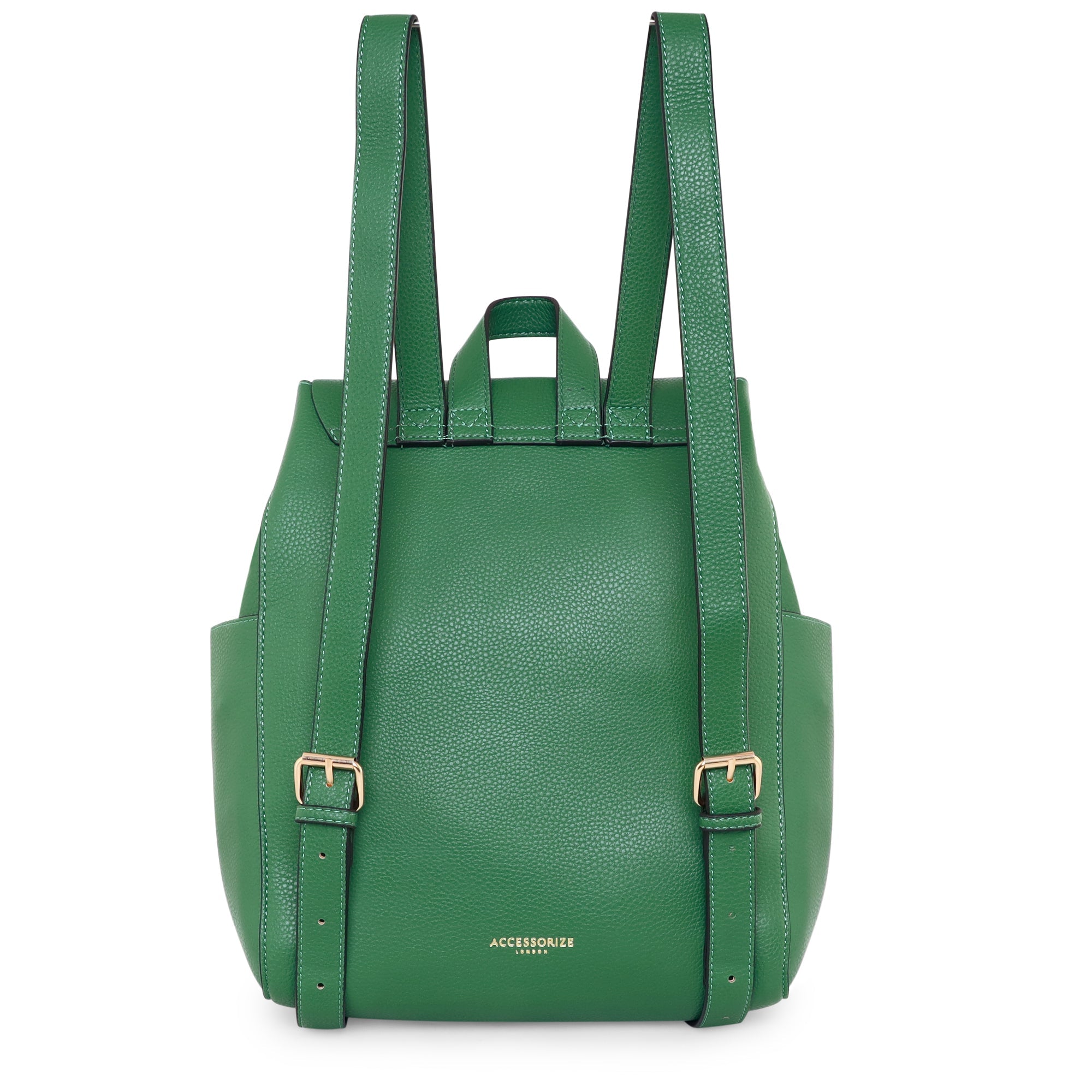 Accessorize London Women's Faux Leather Green Nikki zip backpack bag