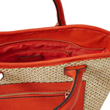 Accessorize London Women's Faux Leather Orange Rosie raffia handheld tote bag