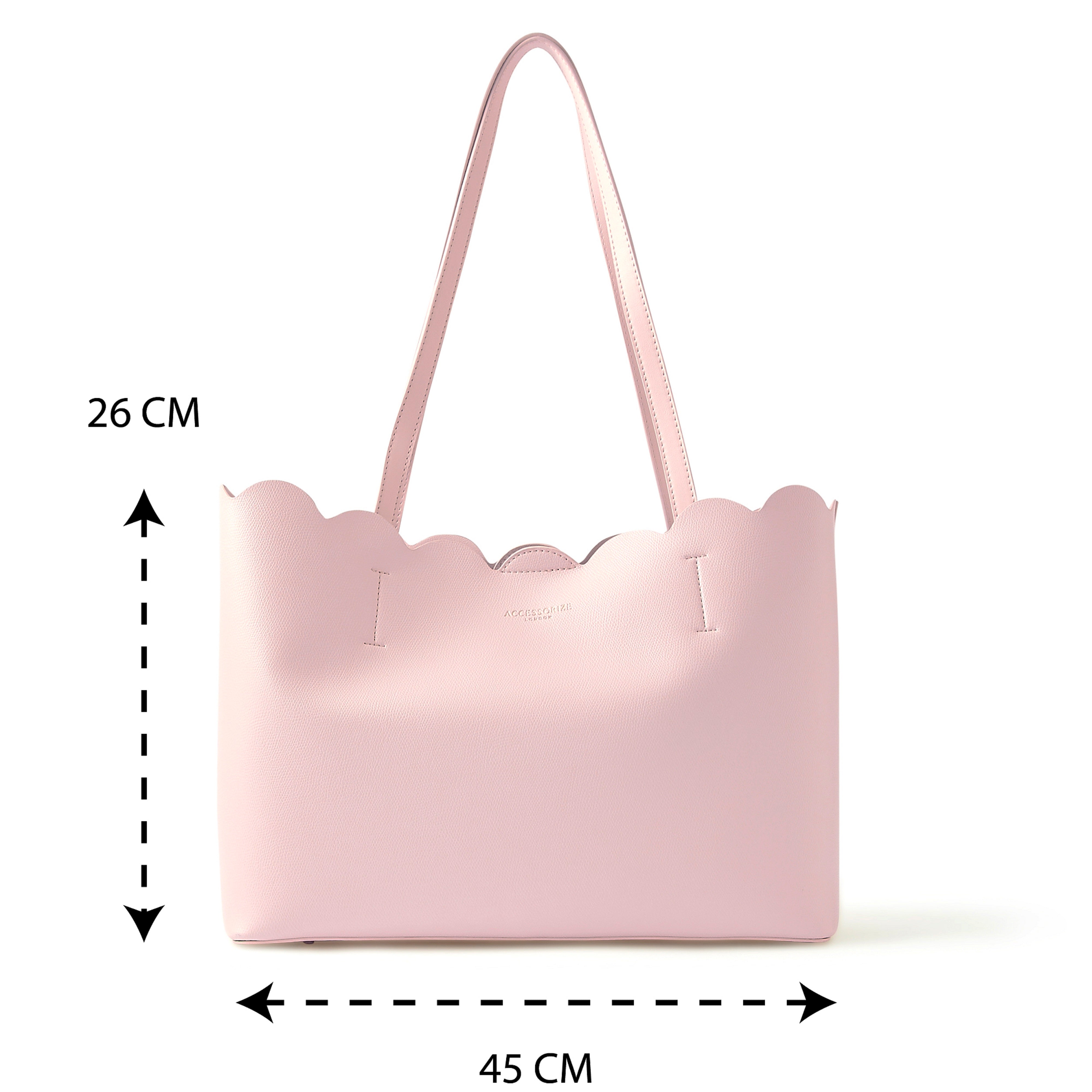 Accessorize London Women's Faux Leather Pink Leo Scallop Tote bag
