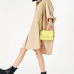 Accessorize London Women's Faux Leather Yellow Lexi Lock Sling bag