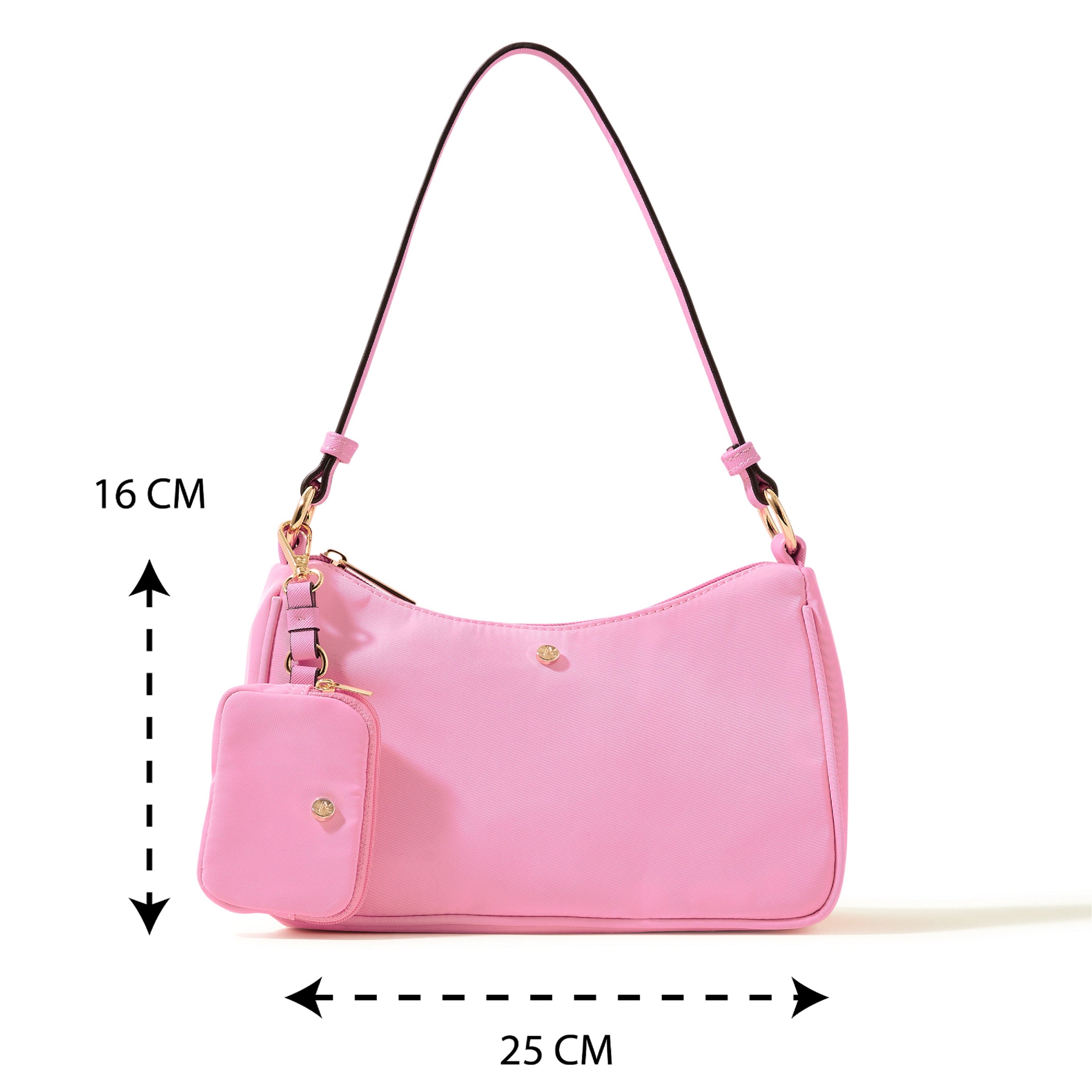 Accessorize London Women's Faux Leather Pink Nylon Shoulder Bag