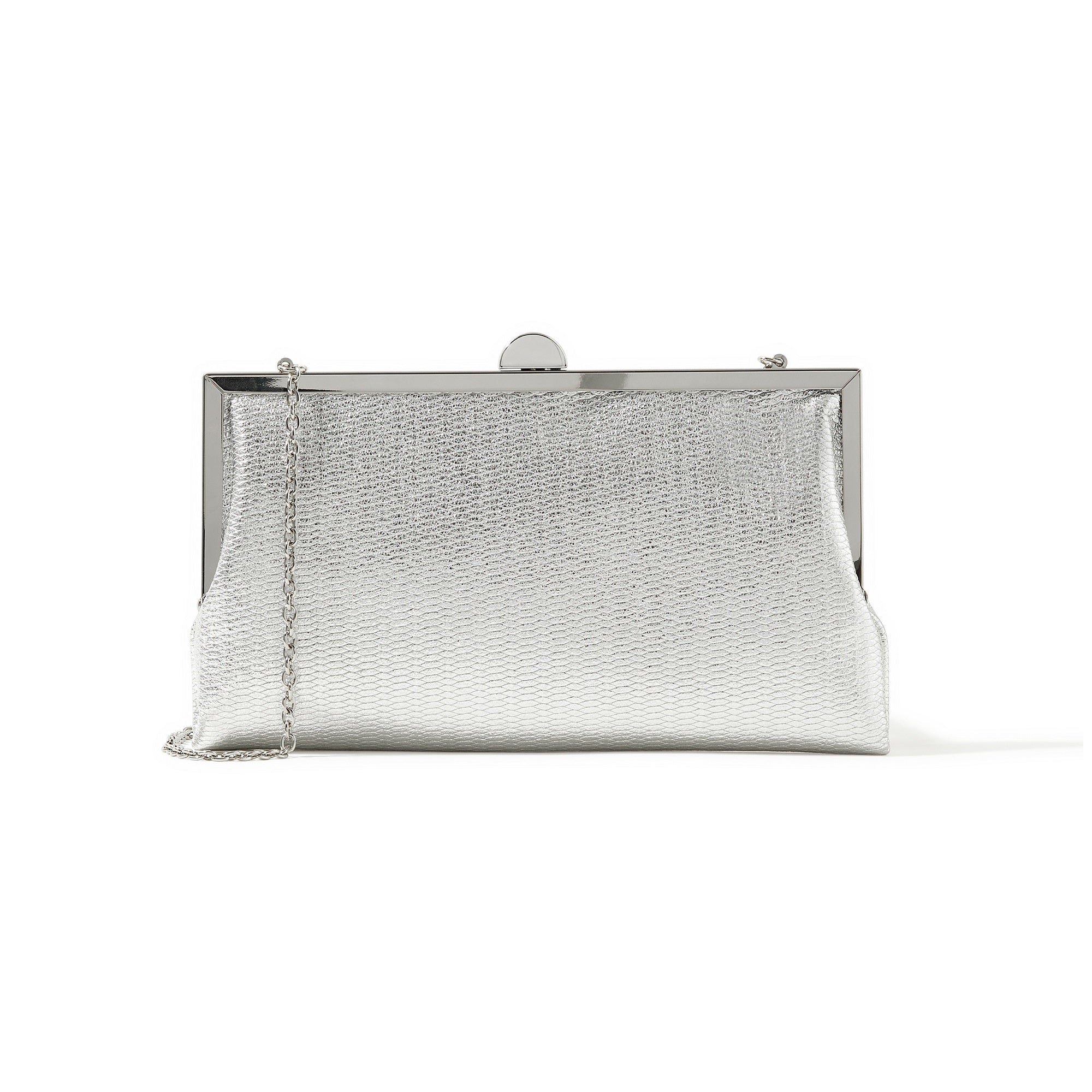 Womens Neat envelope metallic faux leather clutch/shoulder/evening bag -  silver or gold