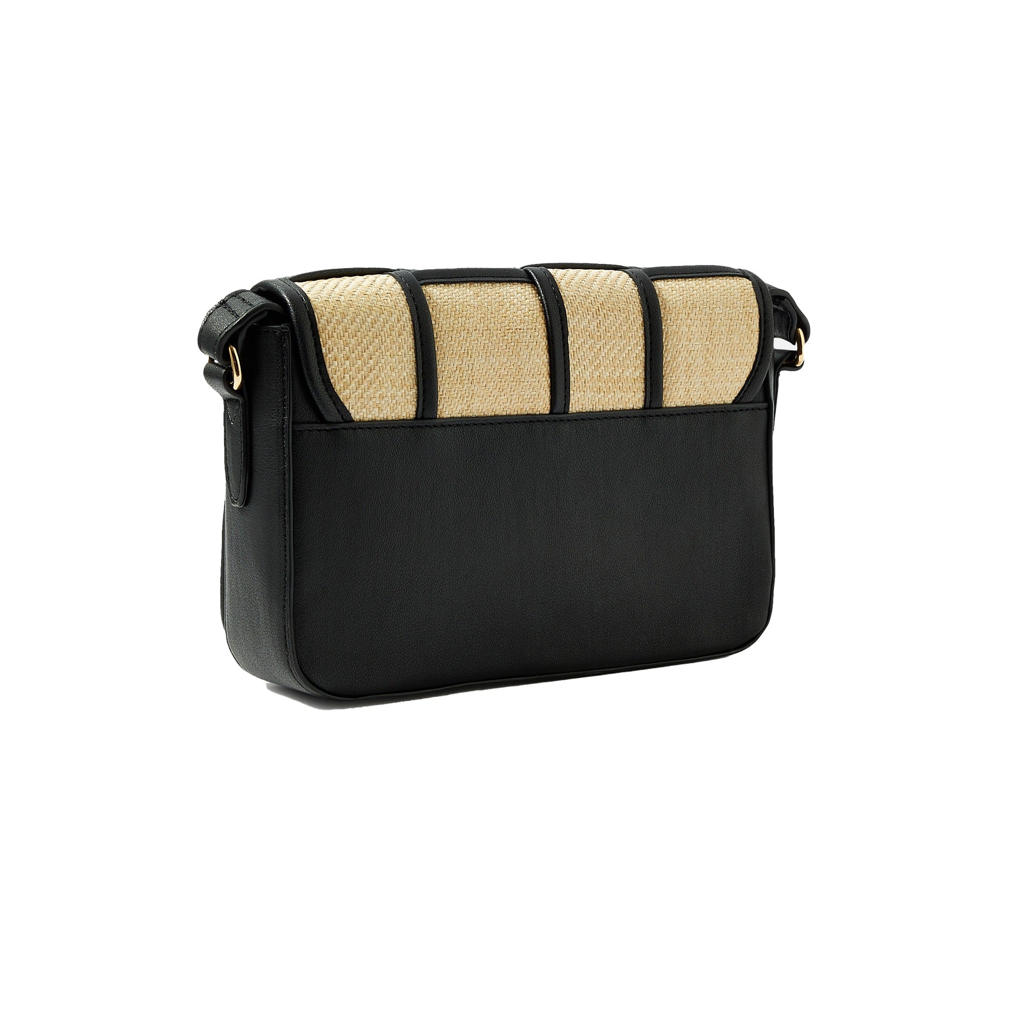Accessorize London Women's Faux Leather Black Weave Sling Bag