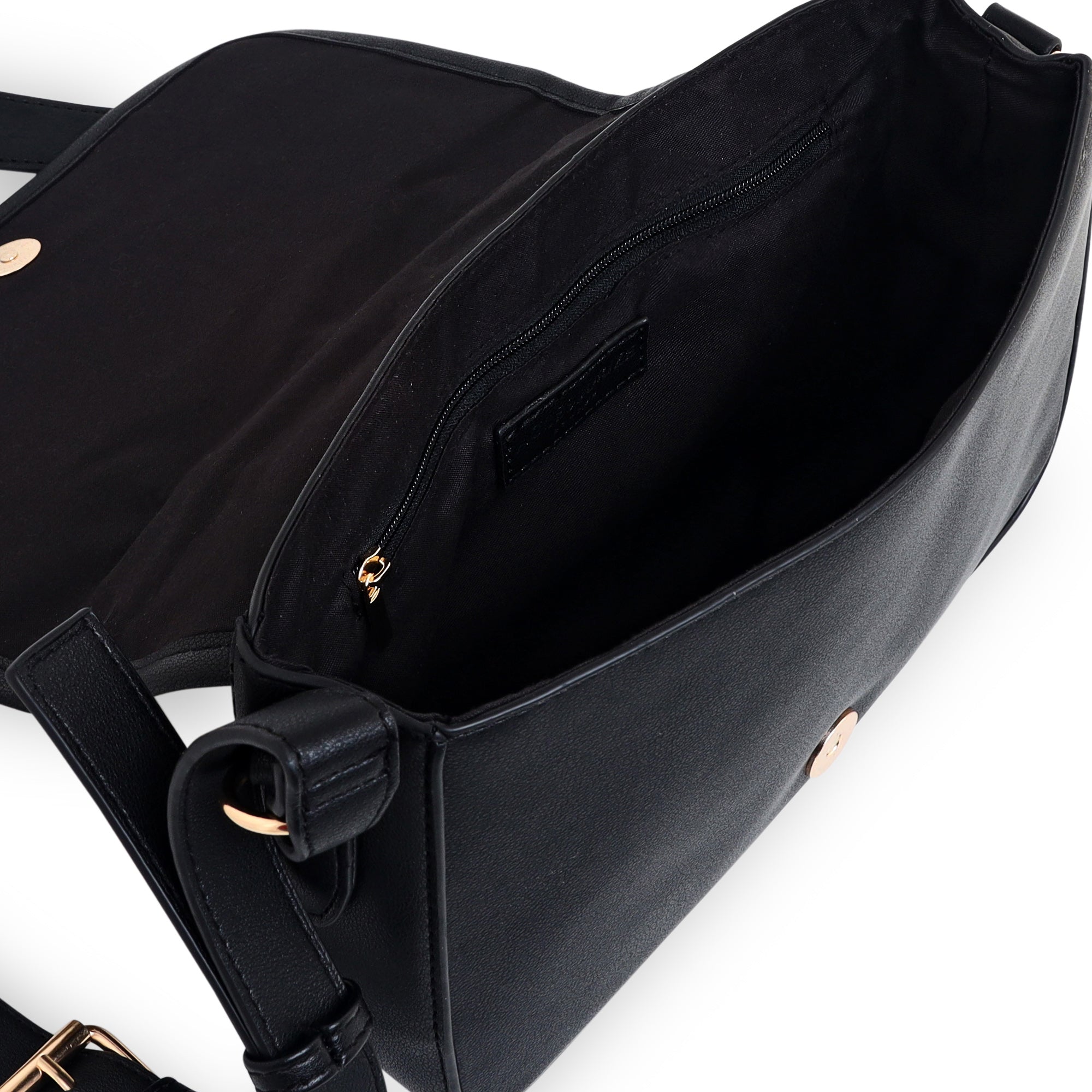 Accessorize London Women's Faux Leather Black Weave Sling Bag