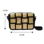 Accessorize London Women's Faux Leather Black Weave Sling Bag