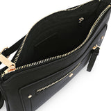Accessorize London Women's Faux Leather Black Ellie Sling Bag