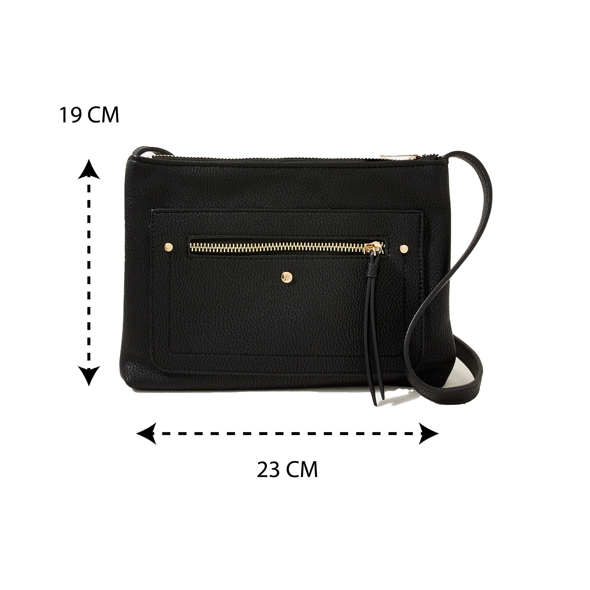 Accessorize London women's Faux Leather Black Mini Purse Sling Bag