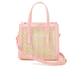 Accessorize London Women's Faux Leather Pink Mini weave handheld Bag