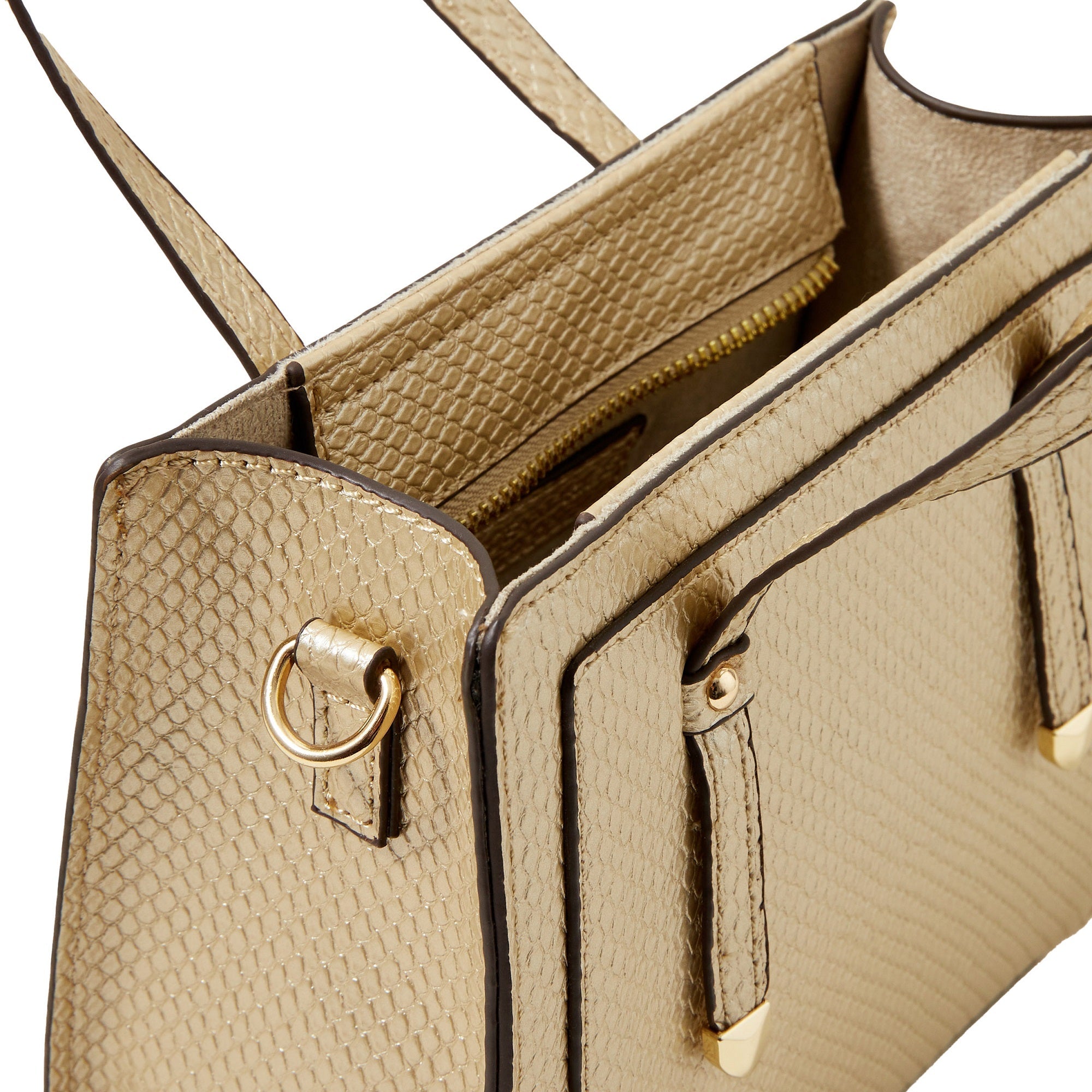 Accessorize London Women's Faux Leather Gold Metallic handheld Small Sling Bag - Accessorize India