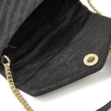 Accessorize London Women's Faux Leather Black Chevron lock Quilted shoulder bag