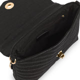 Accessorize London Women's Faux Leather Black Chevron lock Quilted shoulder bag