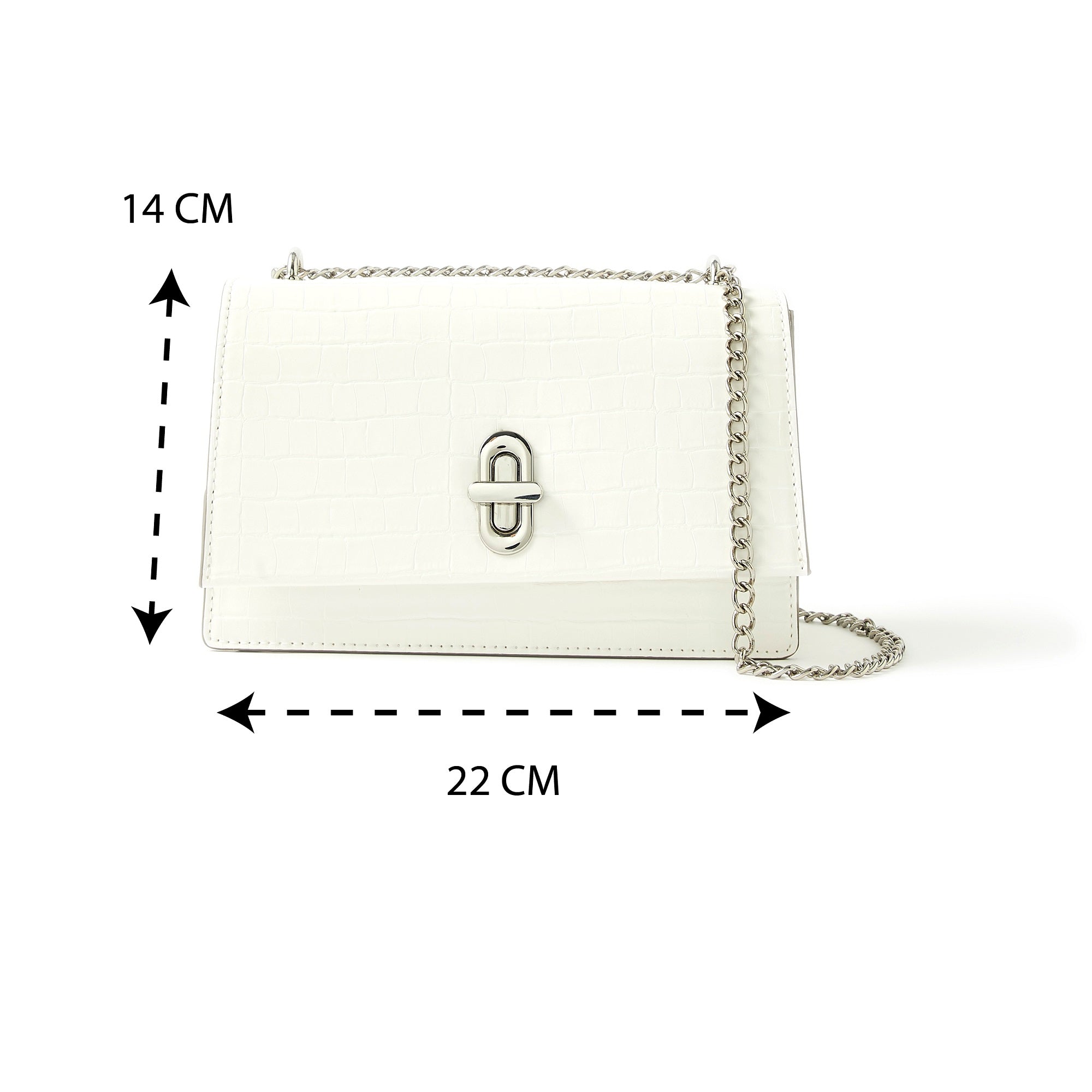 Accessorize London Women's Faux Leather White Croc lock shoulder Sling Bag