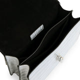 Accessorize London Women's Faux Leather Grey Croc lock shoulder Sling Bag
